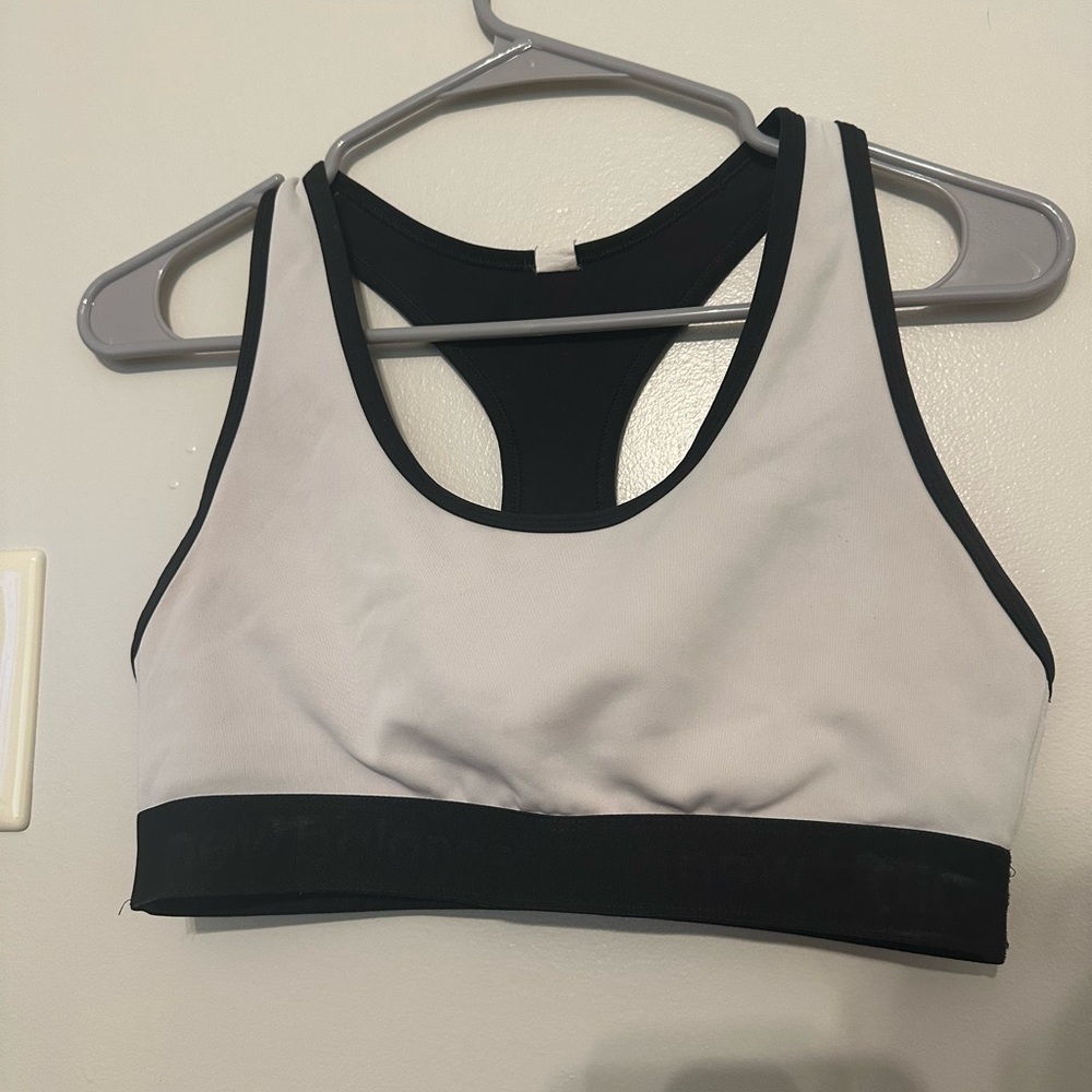 New Balance White and Black Racerback Sports Bra